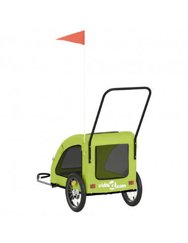 Rimorchio da Bici per Animali Verde Oxford e Ferro