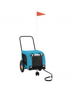 Rimorchio da Bici per Animali Blu e Nero Oxford e Ferro 2