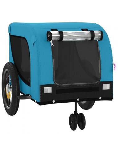 Rimorchio da Bici per Animali Blu e Nero Oxford e Ferro
