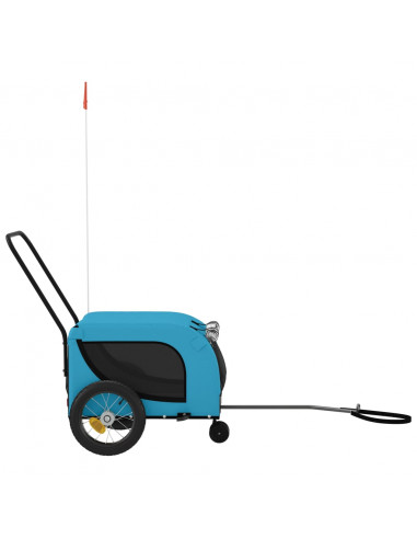 Rimorchio da Bici per Animali Blu e Nero Oxford e Ferro