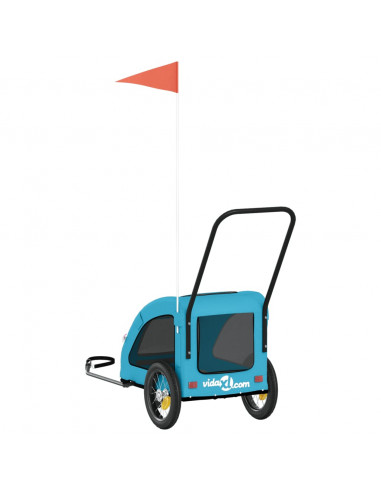 Rimorchio da Bici per Animali Blu Oxford e Ferro