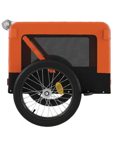 Rimorchio da Bici per Animali Arancione e Nero Oxford e Ferro
