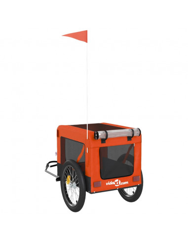 Rimorchio da Bici per Animali Arancione e Nero Oxford e Ferro
