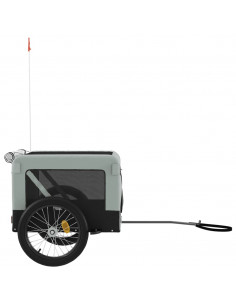 Rimorchio da Bici per Animali Grigio e Nero Oxford e Ferro 2