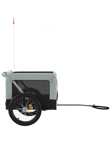 Rimorchio da Bici per Animali Grigio e Nero Oxford e Ferro