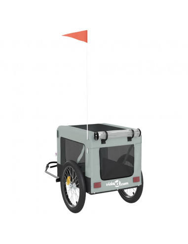 Rimorchio da Bici per Animali Grigio e Nero Oxford e Ferro