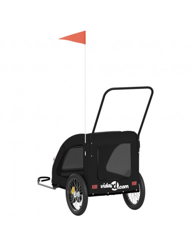 Rimorchio da Bici per Animali Nero Oxford e Ferro