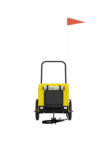 Rimorchio da Bici per Animali Giallo e Nero Oxford e Ferro