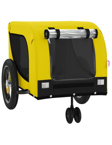 Rimorchio da Bici per Animali Giallo e Nero Oxford e Ferro