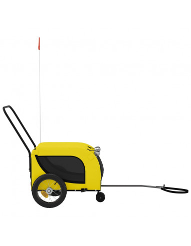 Rimorchio da Bici per Animali Giallo e Nero Oxford e Ferro