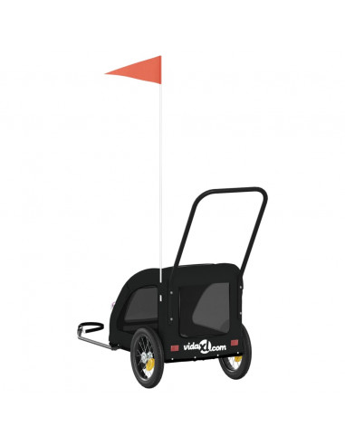 Rimorchio da Bici per Animali Nero Oxford e Ferro