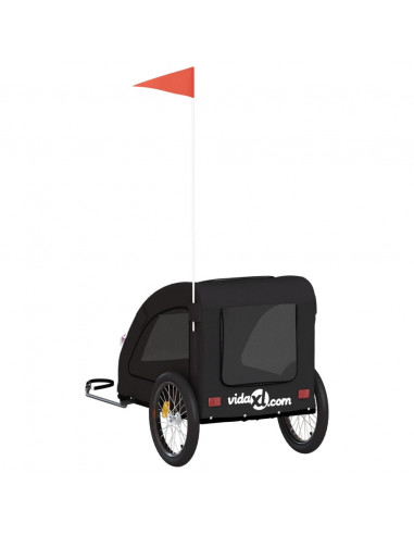 Rimorchio da Bici per Animali Nero Oxford e Ferro