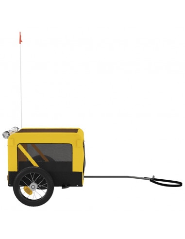 Rimorchio da Bici per Animali Giallo e Nero Oxford e Ferro