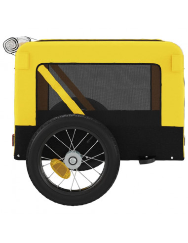 Rimorchio da Bici per Animali Giallo e Nero Oxford e Ferro