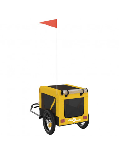 Rimorchio da Bici per Animali Giallo e Nero Oxford e Ferro