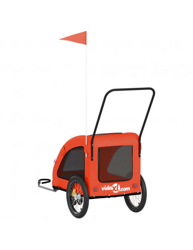 Rimorchio da Bici per Animali Arancione e Grigio Oxford e Ferro