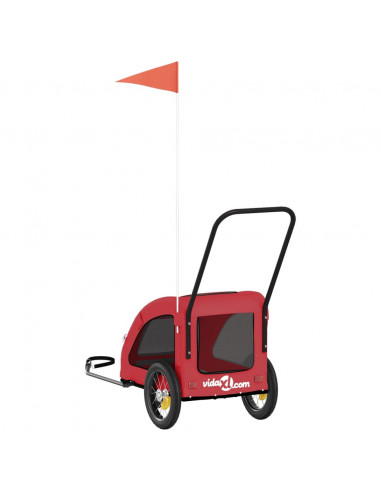 Rimorchio da Bici per Animali Rosso Oxford e Ferro
