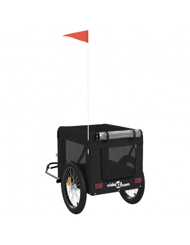 Rimorchio da Bici per Animali Nero Oxford e Ferro