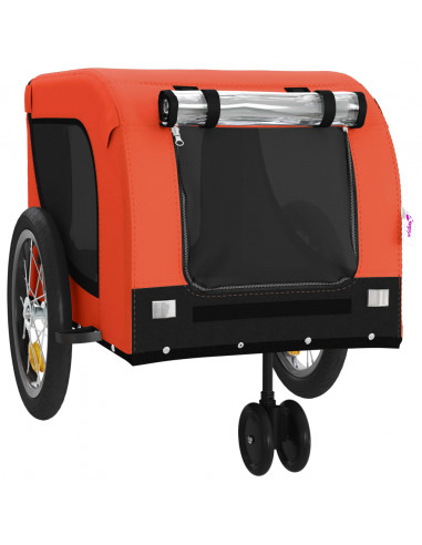 Rimorchio da Bici per Animali Arancione e Nero Oxford e Ferro