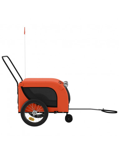 Rimorchio da Bici per Animali Arancione e Nero Oxford e Ferro