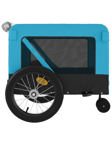 Rimorchio da Bici per Animali Blu e Nero Oxford e Ferro