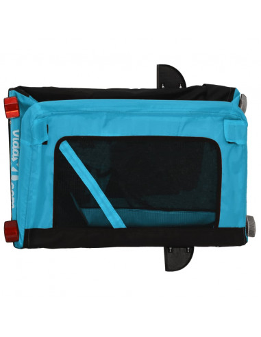 Rimorchio da Bici per Animali Blu e Nero Oxford e Ferro