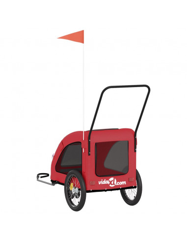 Rimorchio da Bici per Animali Rosso Oxford e Ferro