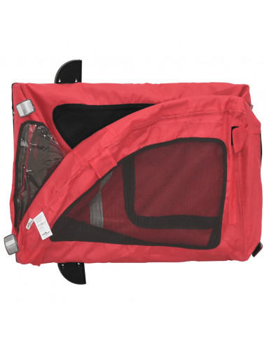 Rimorchio da Bici per Animali Rosso Oxford e Ferro