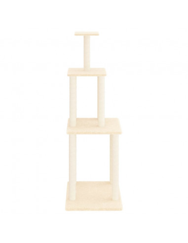 Albero per Gatti con Tiragraffi in Sisal Crema 149 cm