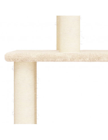 Albero per Gatti con Tiragraffi in Sisal Crema 149 cm