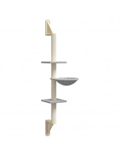 Albero per Gatti con Tiragraffi a Parete Grigio Chiaro 142,5 cm 2