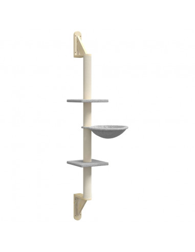 Albero per Gatti con Tiragraffi a Parete Grigio Chiaro 142,5 cm