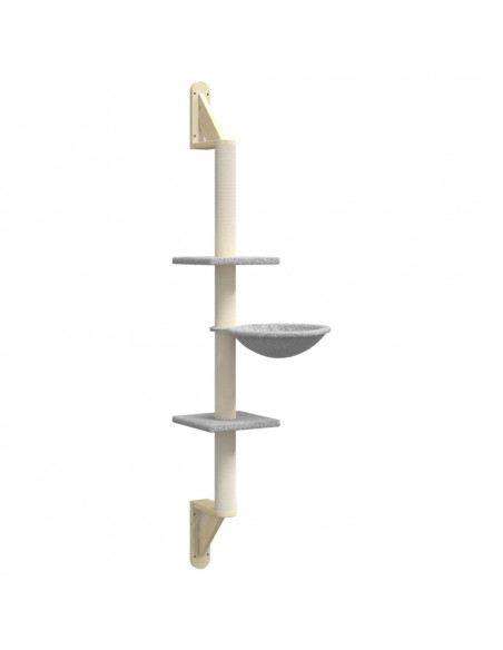 Albero per Gatti con Tiragraffi a Parete Grigio Chiaro 142,5 cm