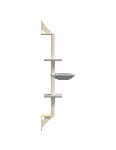 Albero per Gatti con Tiragraffi a Parete Grigio Chiaro 142,5 cm