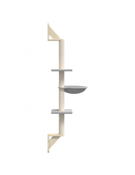 Albero per Gatti con Tiragraffi a Parete Grigio Chiaro 142,5 cm