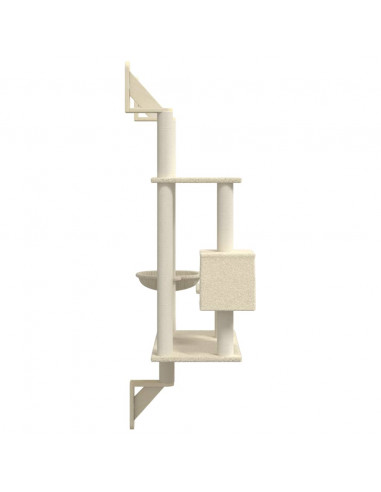 Albero per Gatti con Tiragraffi a Parete Crema 153 cm
