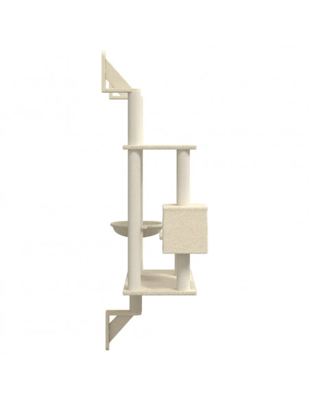 Albero per Gatti con Tiragraffi a Parete Crema 153 cm