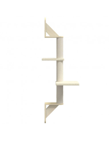 Albero per Gatti con Tiragraffi a Parete Crema 108 cm