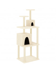Albero per Gatti con Tiragraffi in Sisal Crema 167 cm 2