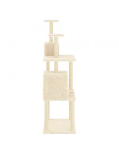 Albero per Gatti con Tiragraffi in Sisal Crema 167 cm