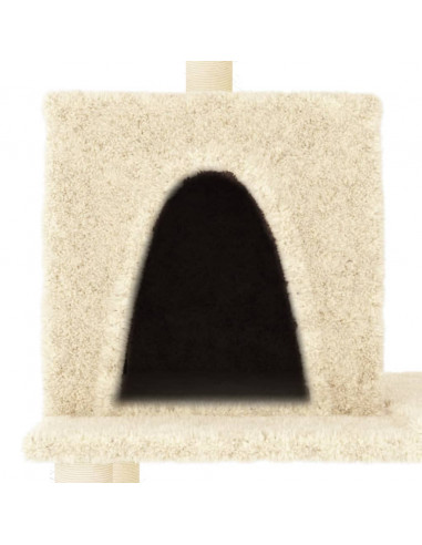 Albero per Gatti con Tiragraffi in Sisal Crema 167 cm