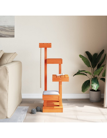 Albero per Gatti Marrone Cera 45,5x49x103 cm in Legno di Pino