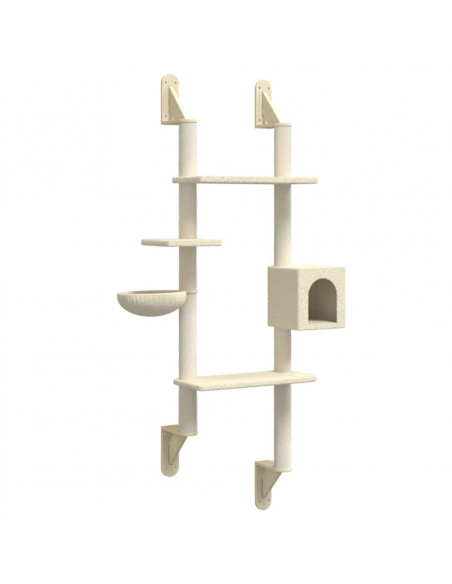 Albero per Gatti con Tiragraffi a Parete Crema 180 cm