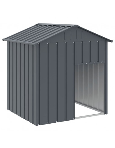 Casetta Cani con Tetto Antracite 117x103x123 cm Acciaio Zincato