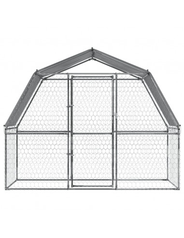 Gabbie per Cani 2pz con Tetto e Anta Argento in Acciaio Zincato