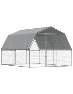 Gabbie per Cani 2pz con Tetto e Anta Argento in Acciaio Zincato 2