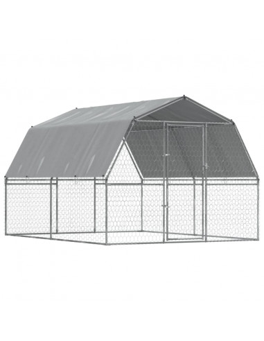 Gabbie per Cani 2pz con Tetto e Anta Argento in Acciaio Zincato