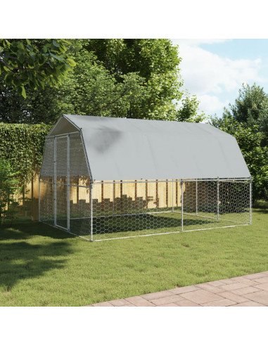 Gabbie per Cani 2pz con Tetto e Anta Argento in Acciaio Zincato