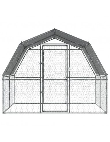 Gabbie per Cani 2pz con Tetto e Anta Argento in Acciaio Zincato