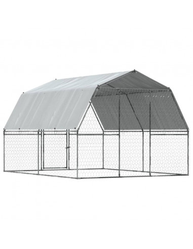 Gabbie per Cani 2pz con Tetto e Anta Argento in Acciaio Zincato